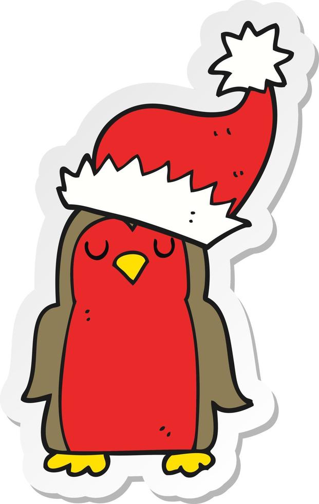 sticker van een tekenfilm kerst roodborstje vector