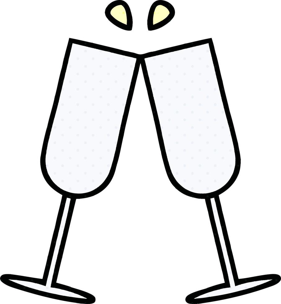 grappig boek stijl tekenfilm gerinkel Champagne fluiten vector