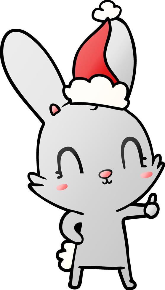 schattige gradiëntcartoon van een konijn met een kerstmuts vector