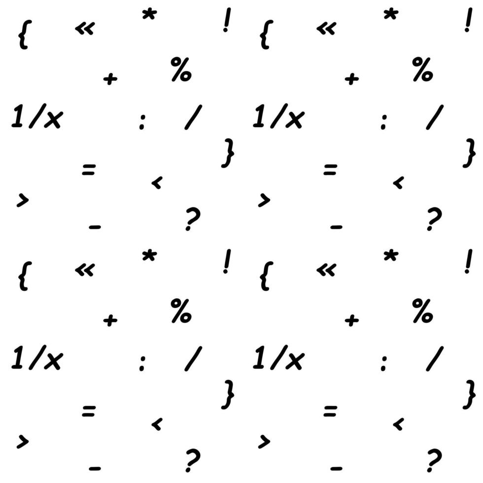 naadloos zwart en wit patroon met wiskundig symbolen en interpunctie merken. vector illustratie.