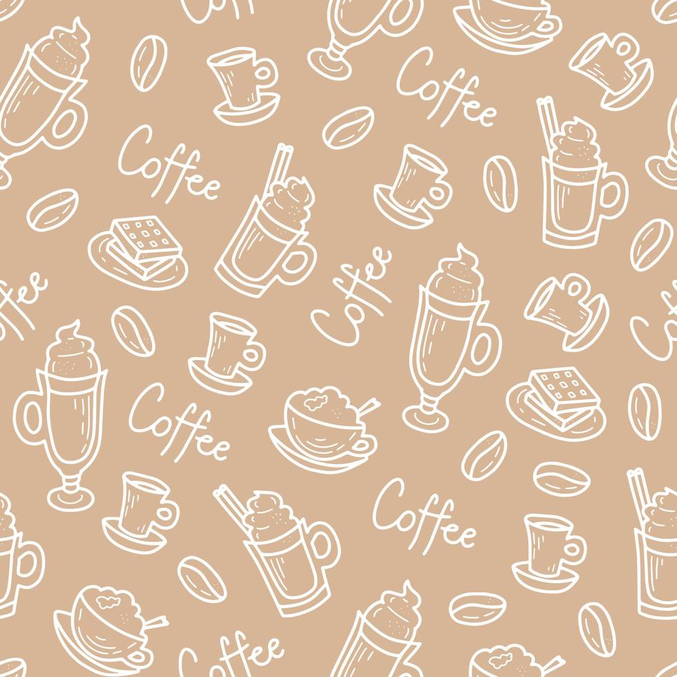 koffie tekening schattig naadloos achtergrond vector