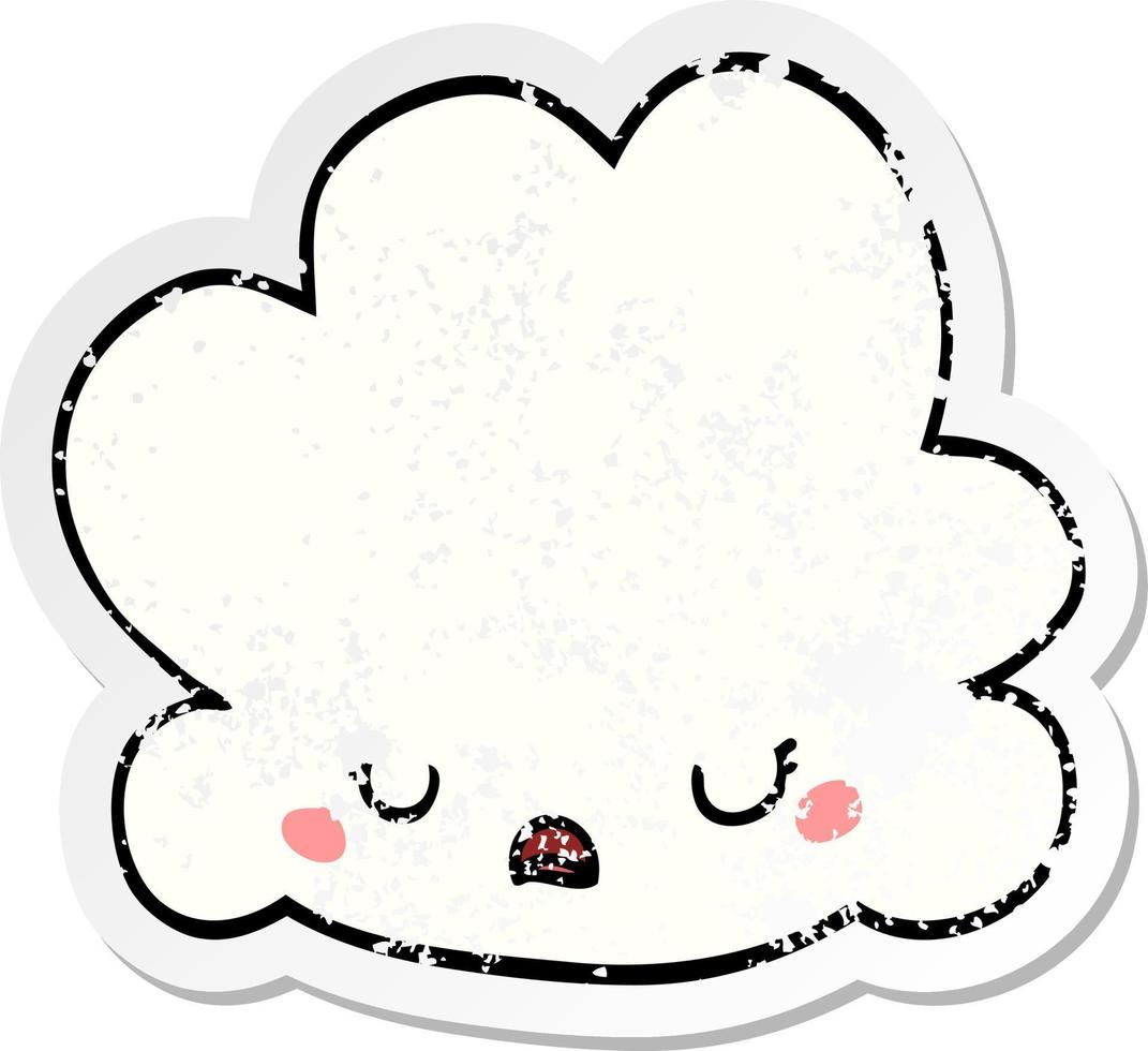 verontruste sticker van een schattige cartoonwolk vector