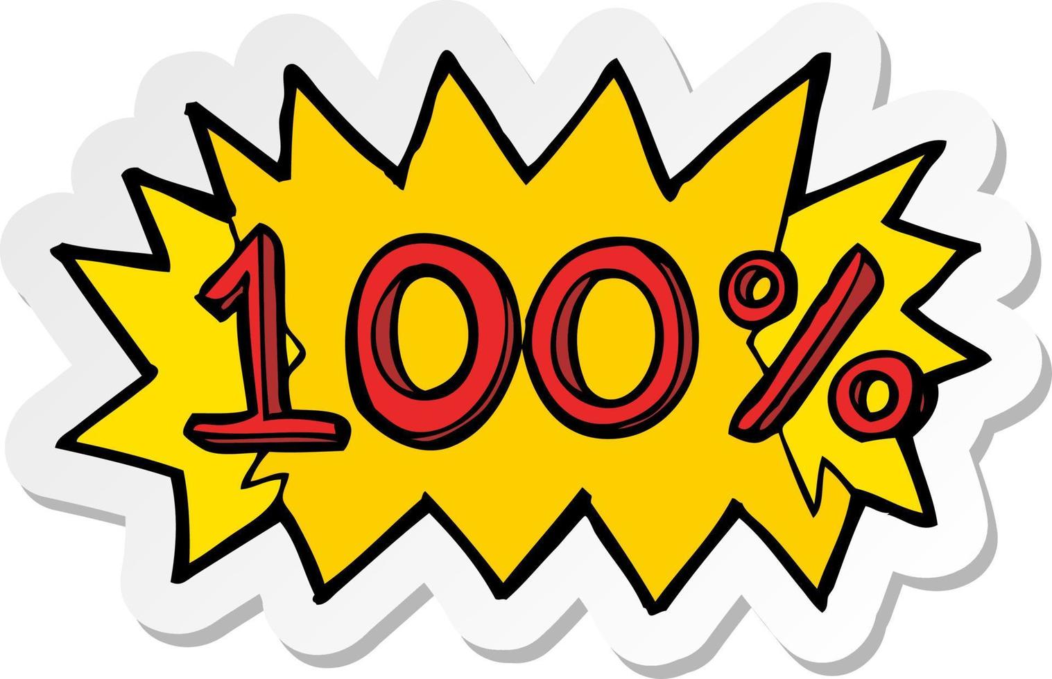 sticker van een tekenfilm 100 procent symbool vector