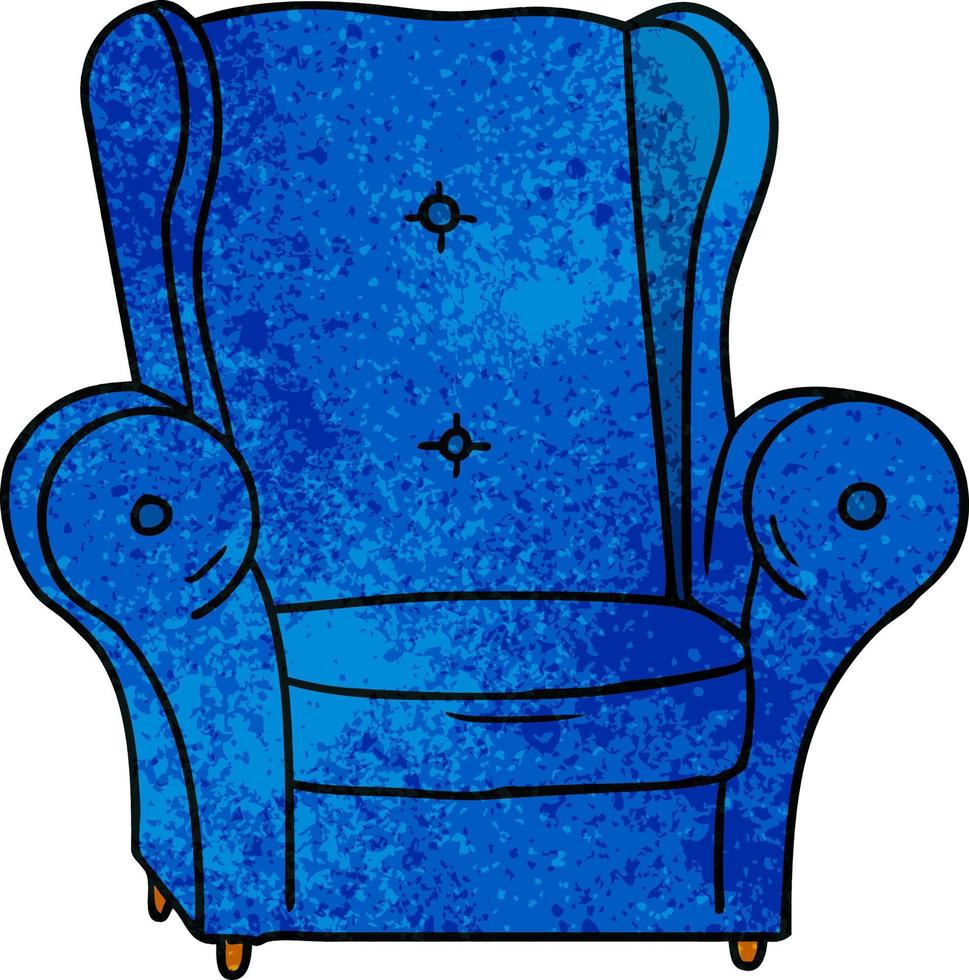 getextureerde cartoon doodle van een oude fauteuil vector