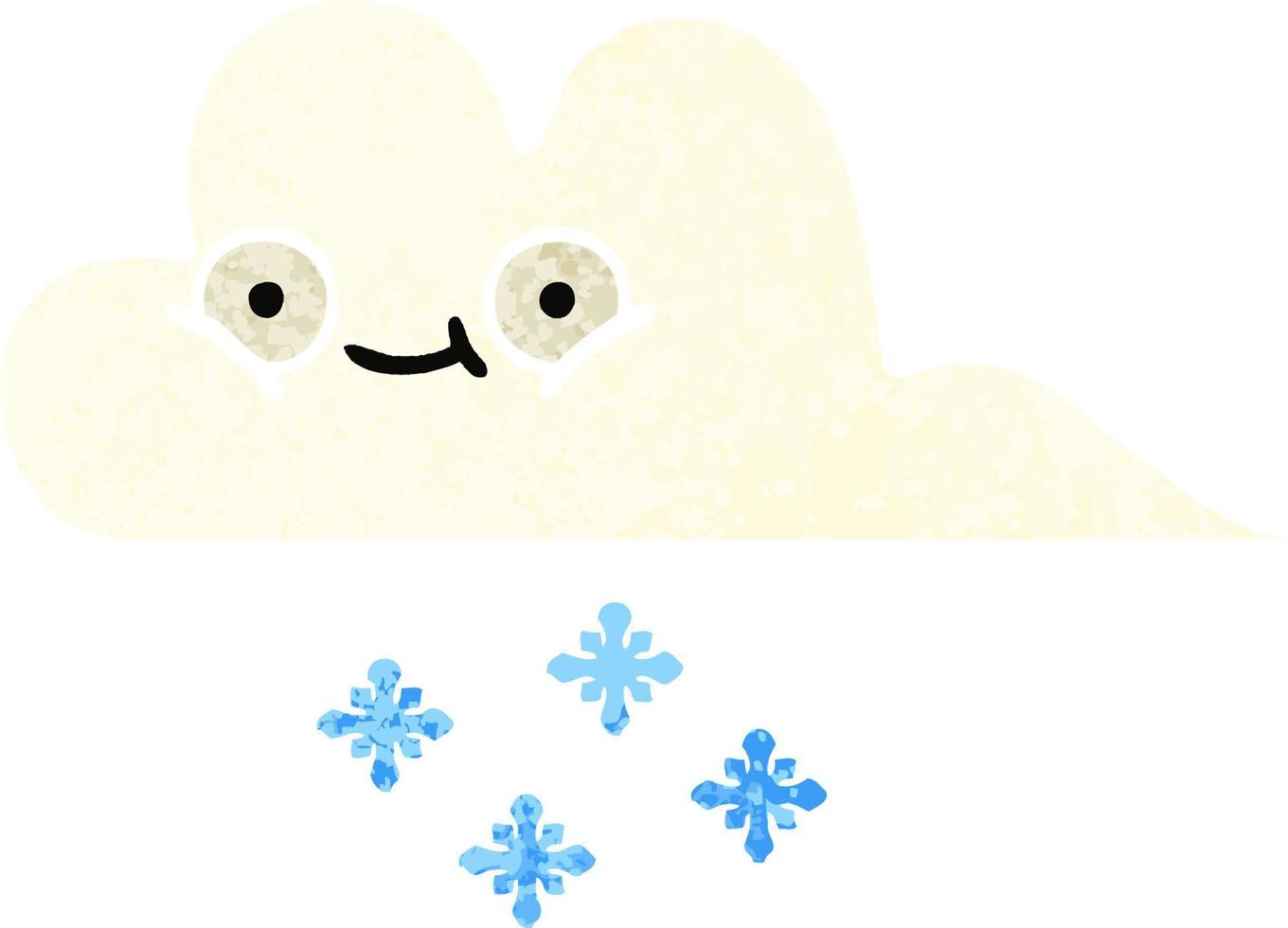 retro illustratie stijl cartoon sneeuwwolk vector