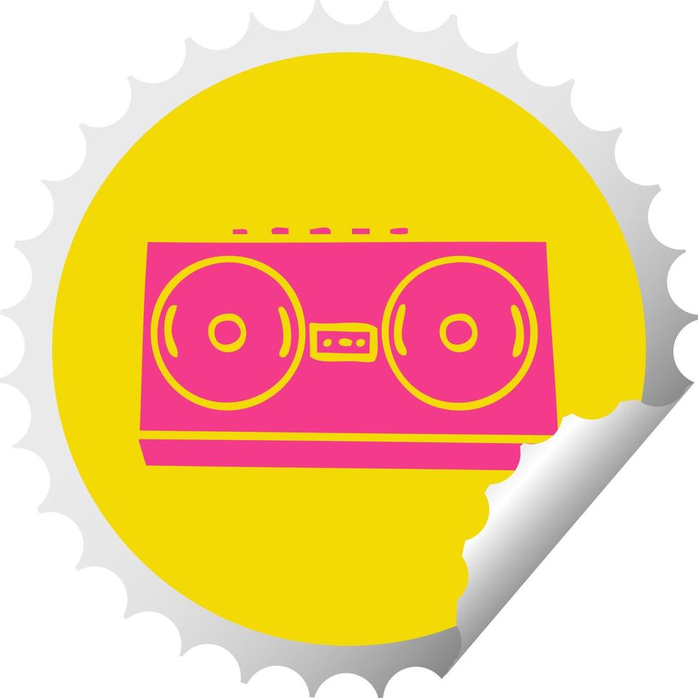 circulaire pellen sticker tekenfilm retro radio vector