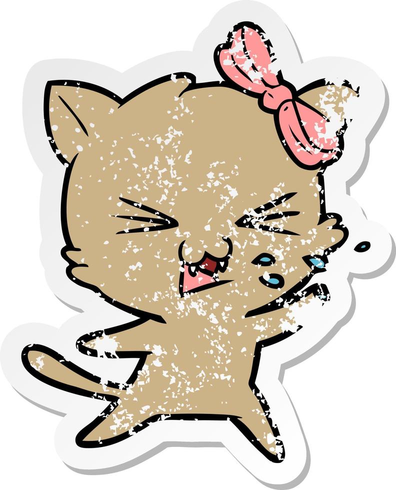 noodlijdende sticker van een cartoonkat vector