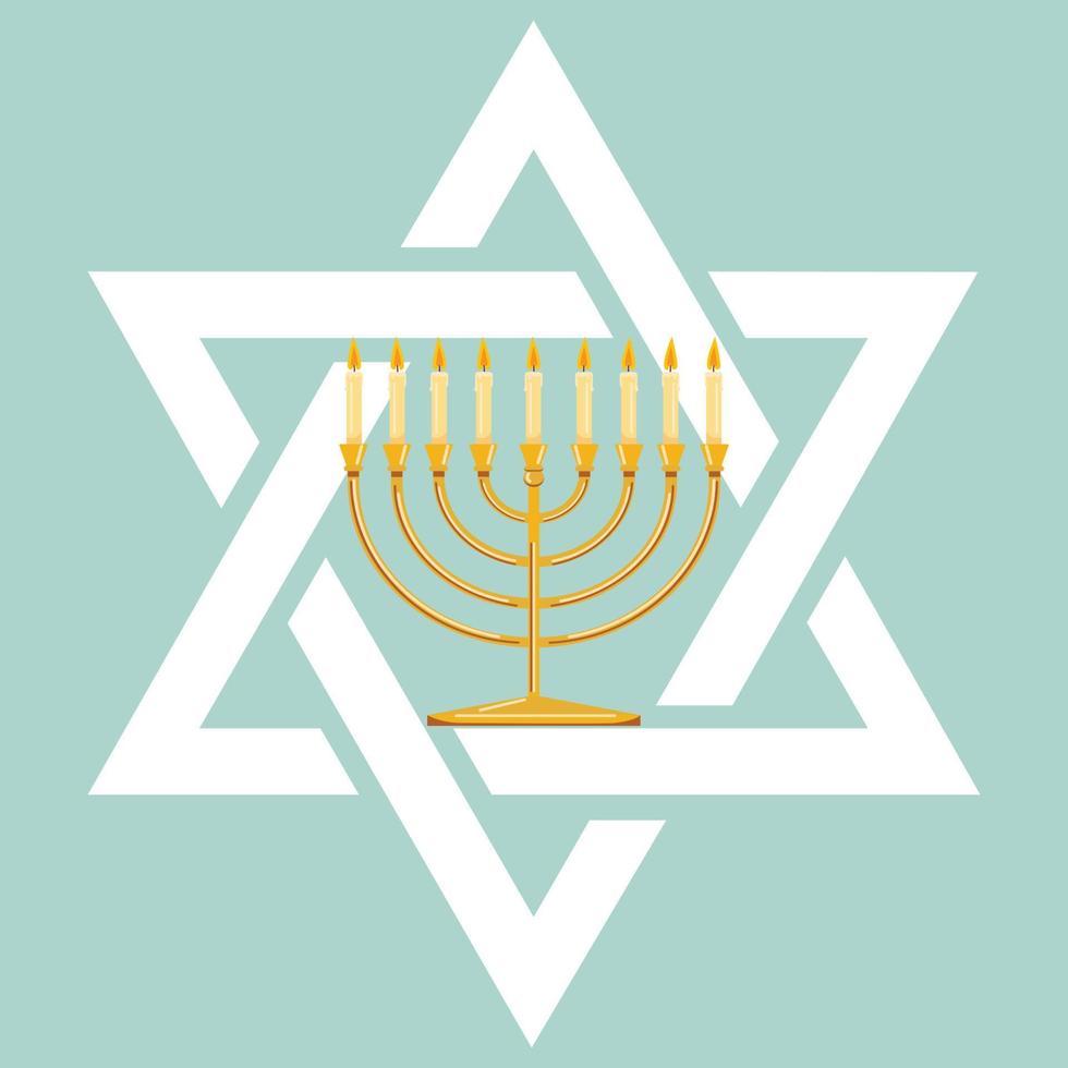 Hanukka poster met traditioneel Joods menora kaars en ster van david. vector sjabloon voor groet kaart, banier, uitnodiging, folder, enz.