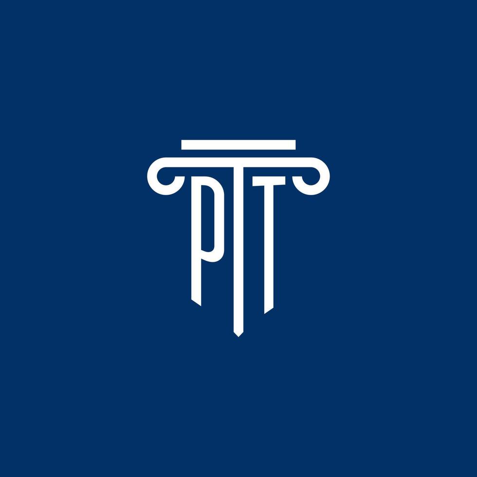 pt eerste logo monogram met gemakkelijk pijler icoon vector