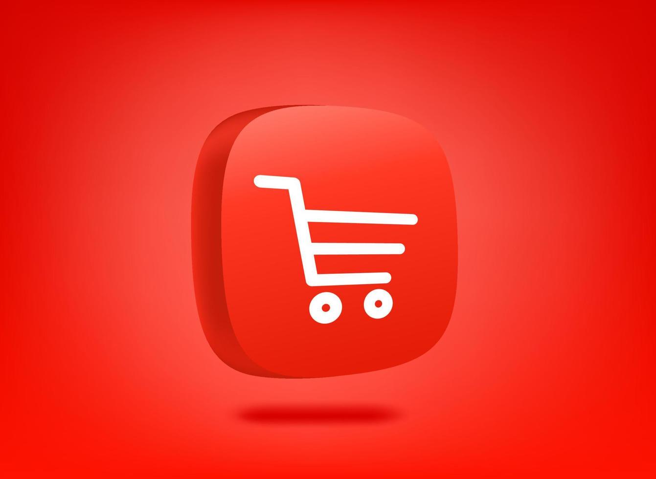 rood internet winkel knop Aan rood achtergrond. 3d vector illustratie