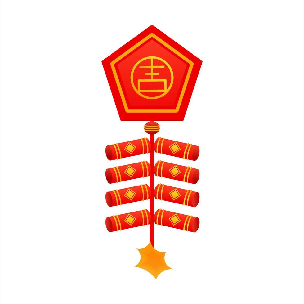 Chinese voetzoeker of vuurwerk met symbool van rijkdom geïsoleerd Aan wit achtergrond, maan- nieuw jaar element vector