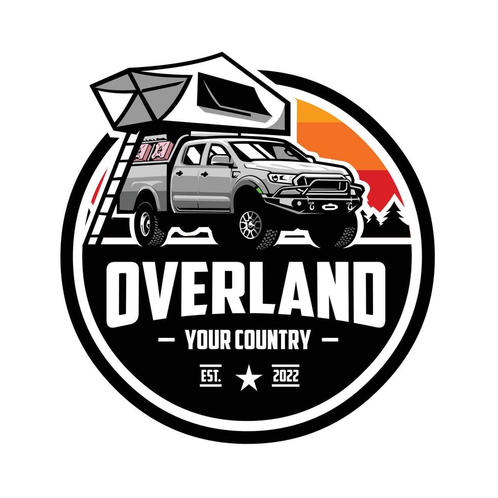 premie land- camper vrachtauto insigne embleem logo vector geïsoleerd