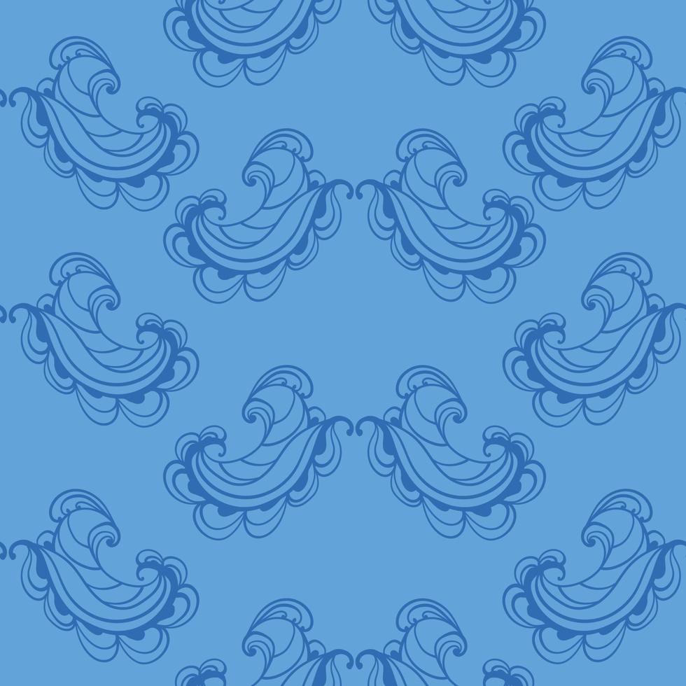 abstract paisley naadloos patroon, wervelingen Aan een blauw achtergrond vector