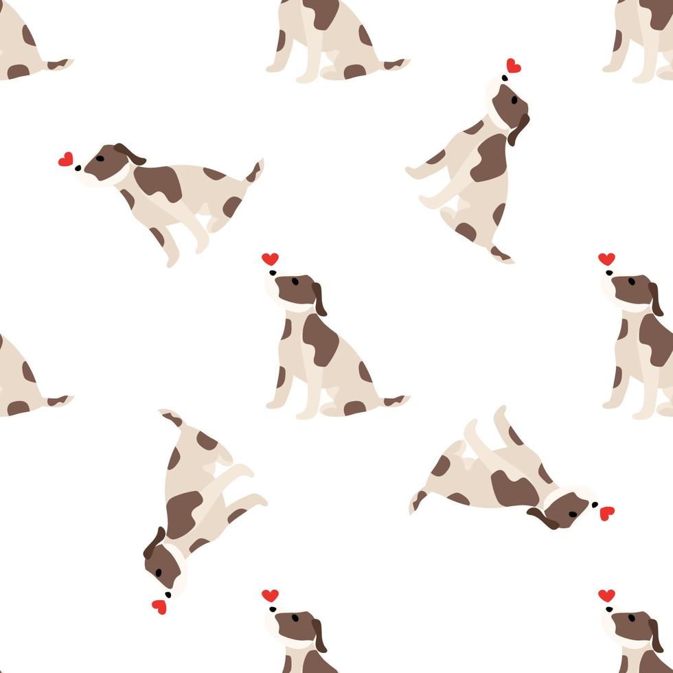 schattige honden jack russell terrier. fanatieke dieren. vector hand getekende naadloze patroon. perfect voor baby, kinderkleding, printontwerp, textiel. witte achtergrond.