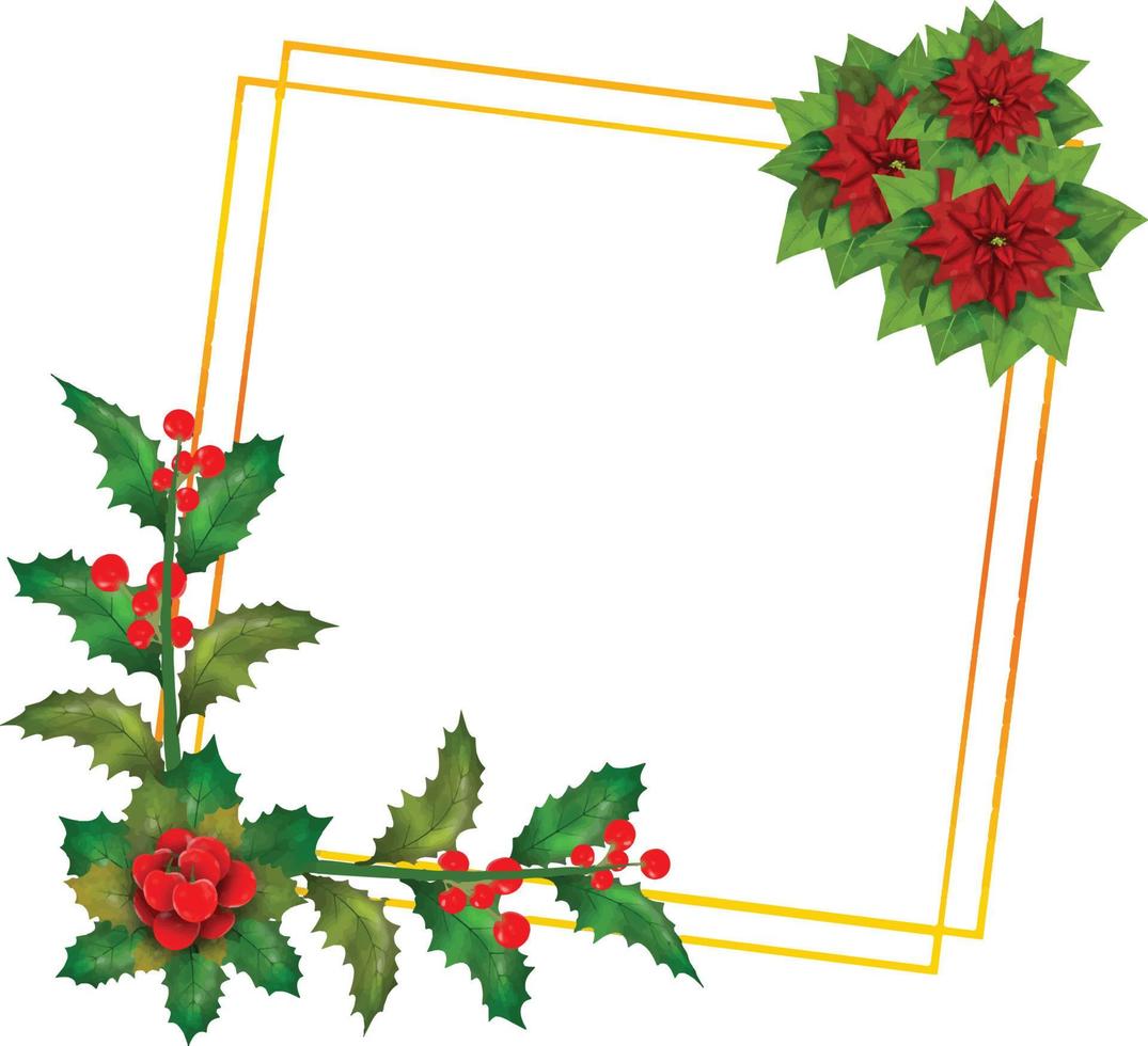 Kerstmis krans bloem kader vector illustratie met kleurrijk kerstster bloemen.gouden ronde kader met bloemen. elementen van ontwerp van vakantie ansichtkaarten, affiches, banners.bruiloft ornament concept.