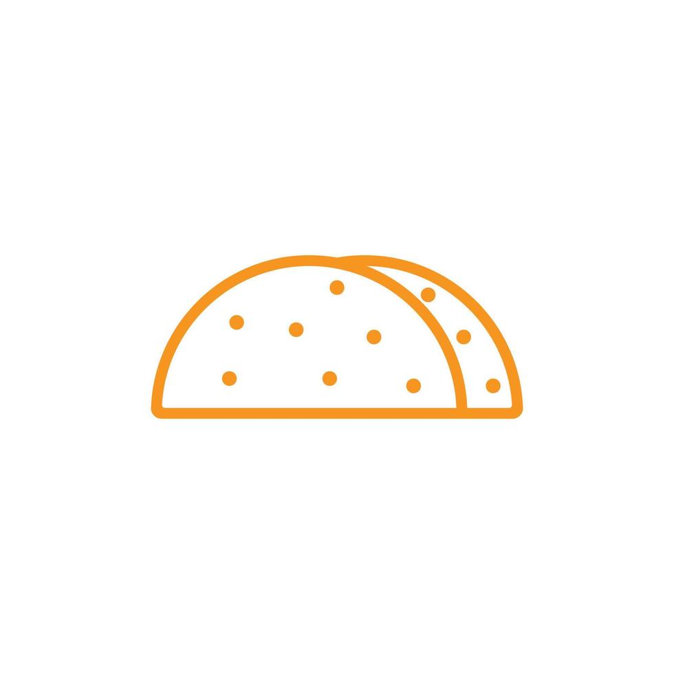 eps10 oranje vector taco met tortilla schelp Mexicaans lunch icoon geïsoleerd Aan wit achtergrond. taco schets symbool in een gemakkelijk vlak modieus modern stijl voor uw website ontwerp, logo, en toepassing