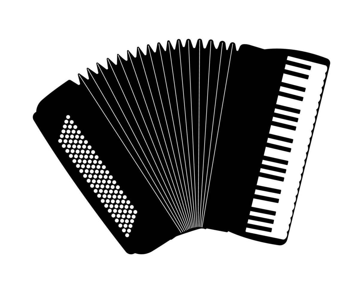 accordeon silhouet, trekharmonica, bandoneon doosvormig musical instrument vector