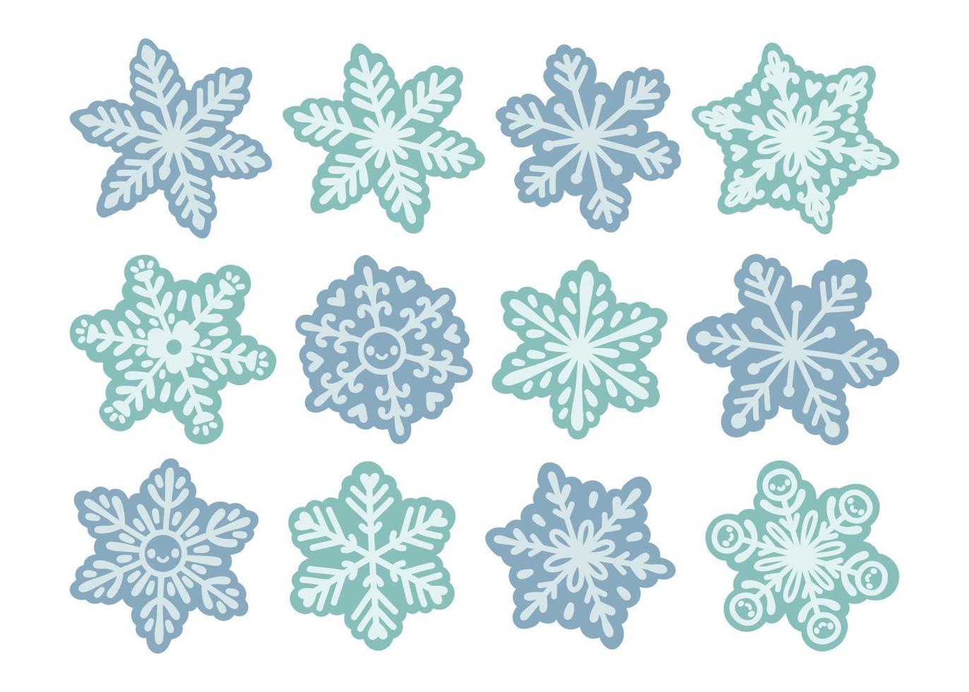 blauw sneeuwvlokken reeks geïsoleerd Aan wit achtergrond vector illustratie