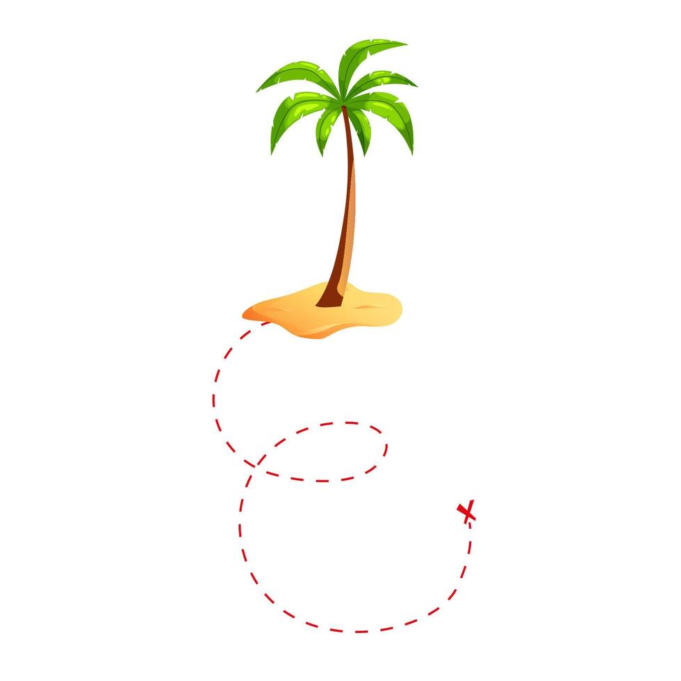 piraat palm Aan de strand met kaart voor schat. geïsoleerd Aan wit achtergrond. vector. vector