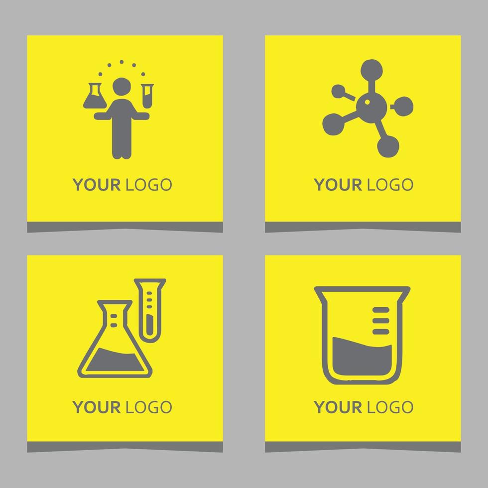 chemisch logos en laboratorium uitrusting getrokken Aan gekleurde papier, heel geschikt voor bedrijf logos verwant naar chemie en laboratoria vector