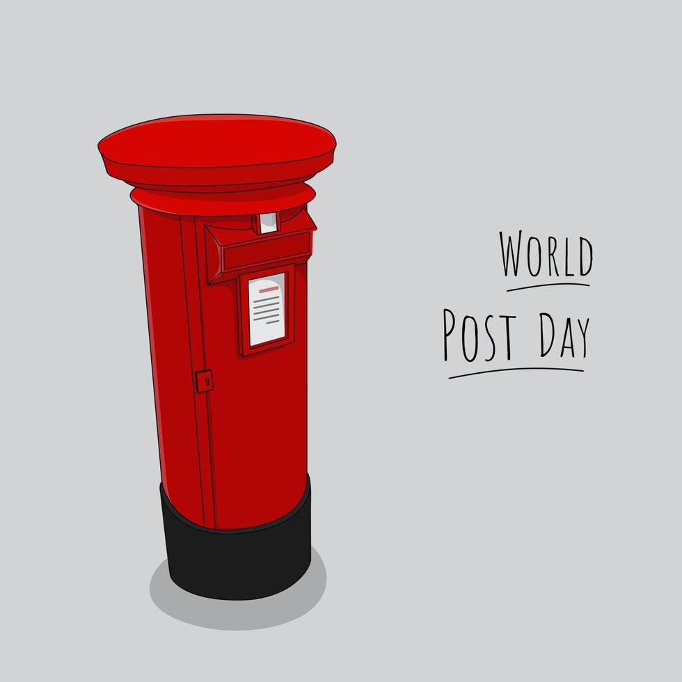 post doos in cilinder tekenfilm ontwerp voor wereld post dag sjabloon ontwerp vector