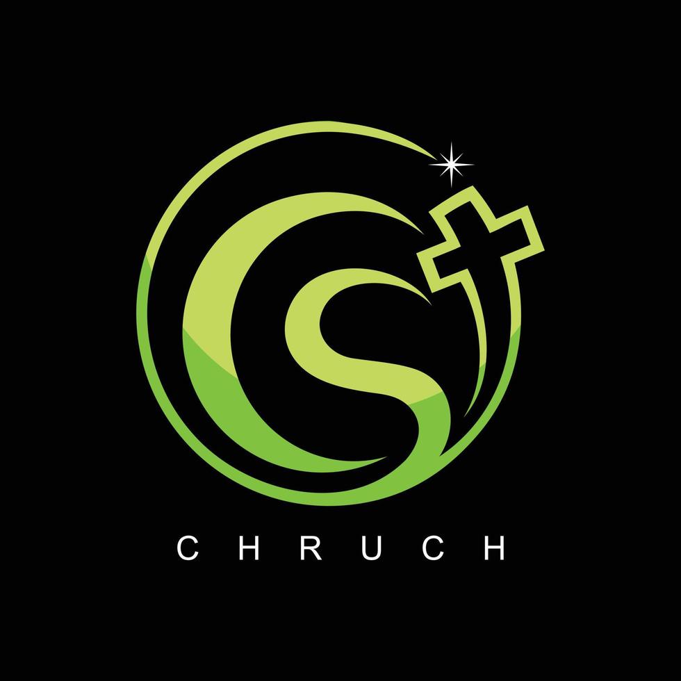eerste brieven c en s met kruis concept voor christen gemeenschap logo vector