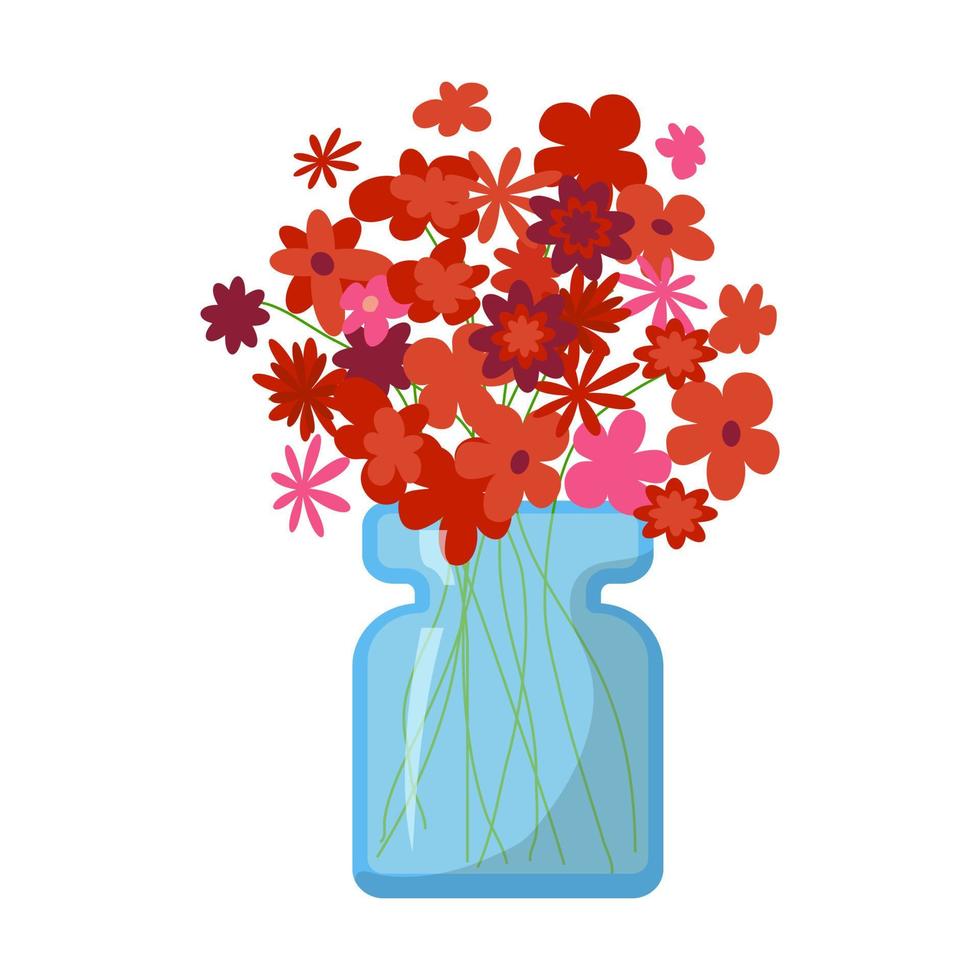 helder bloemen in een glas kan. vector tekenfilm illustratie