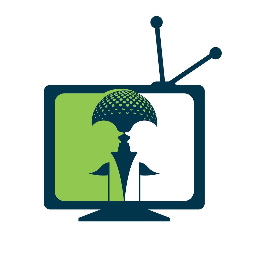 TV golf sport logo ontwerp. modern golf televisie logo ontwerp. vector