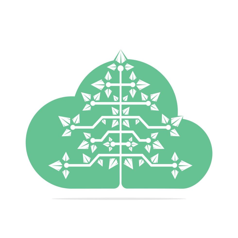 wolk digitaal Kerstmis boom. technisch driehoek boom vector sjabloon ontwerp.