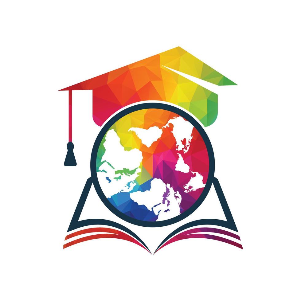 Internationale onderwijs concept ontwerp. onderwijs wereldbol icoon logo vector sjabloon.