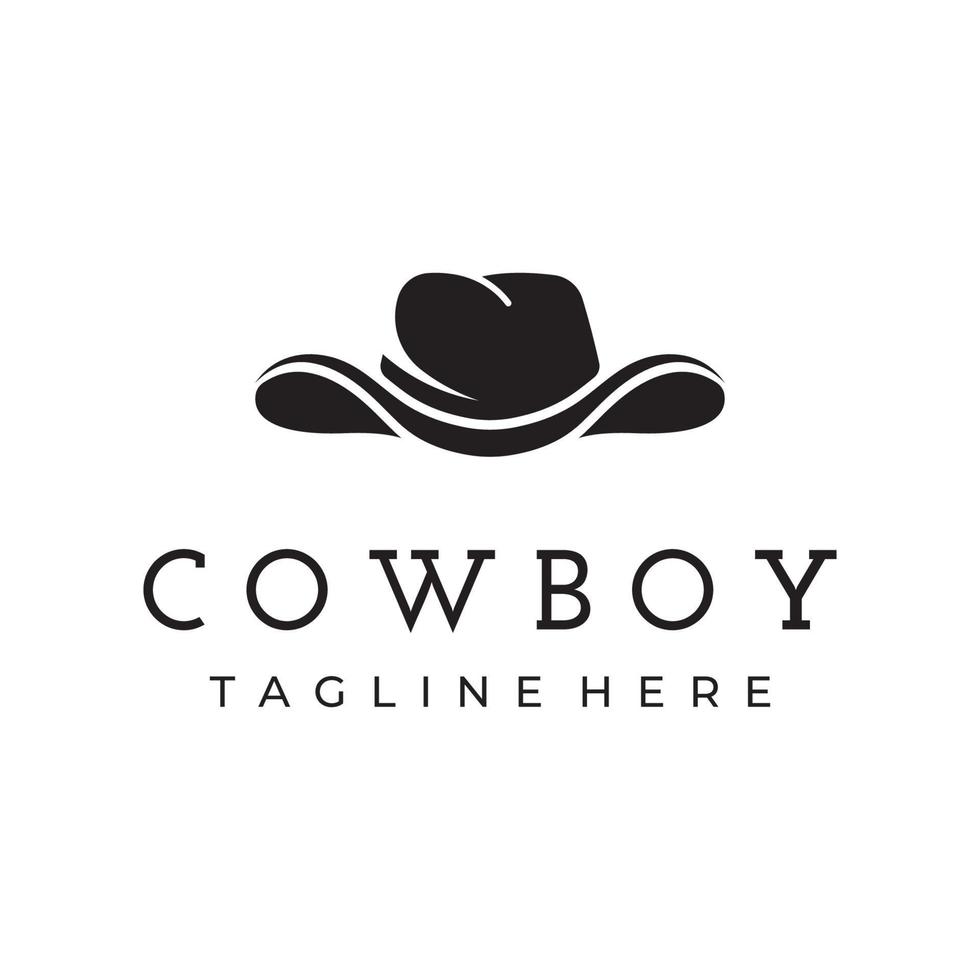 gemakkelijk silhouet cowboy hoed logo sjabloon ontwerp geïsoleerd Aan zwart en wit achtergrond. vector