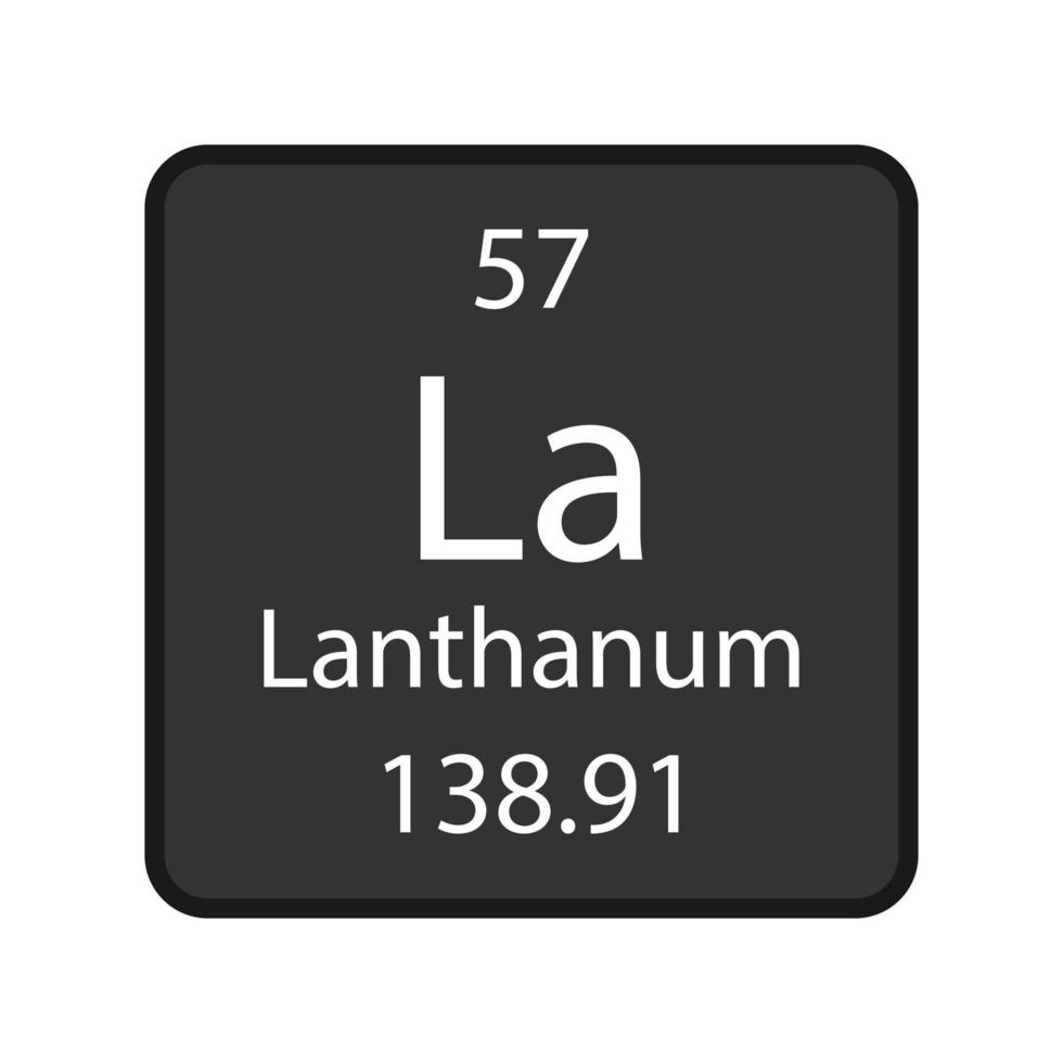 lanthaan symbool. scheikundig element van het periodiek systeem. vectorillustratie. vector