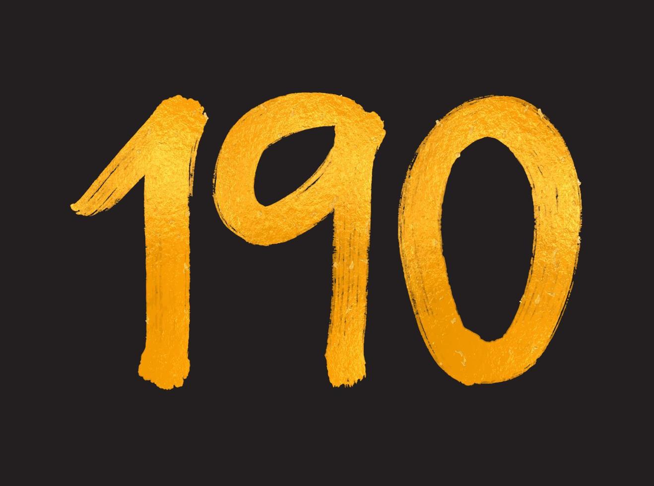 190 aantal logo vector illustratie, 190 jaren verjaardag viering vector sjabloon, 190e verjaardag, goud belettering getallen borstel tekening hand- getrokken schetsen, aantal logo ontwerp voor afdrukken, t overhemd