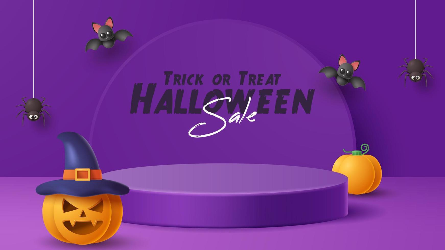 halloween Scherm podium decoratie achtergrond met eng ornament. vector 3d illustratie