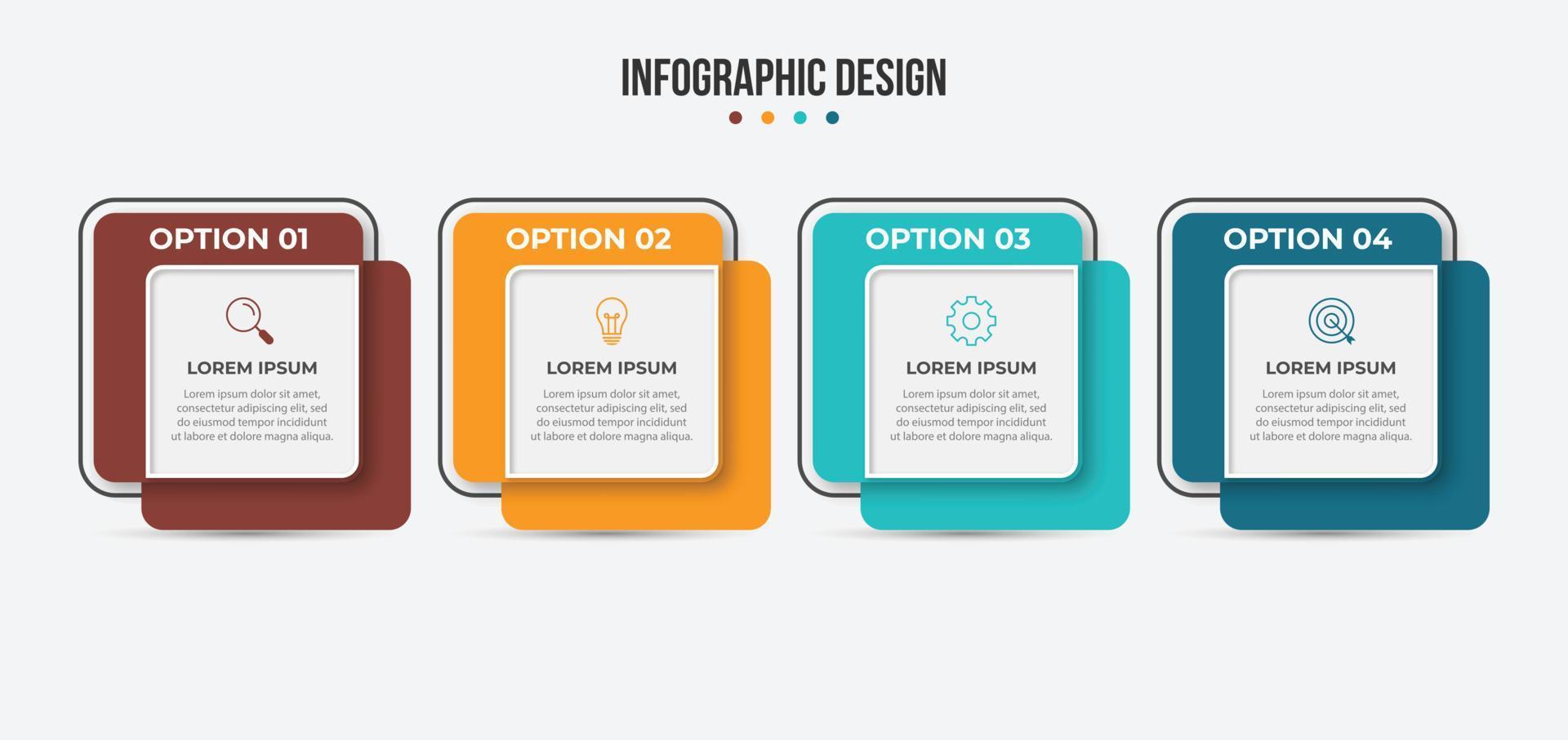 vier stappen zakelijke infographics sjabloon vector