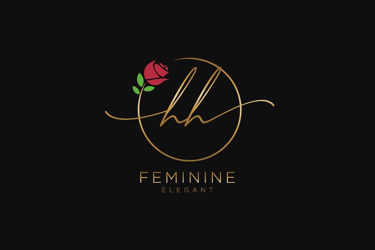 eerste hh vrouwelijk logo schoonheid monogram en elegant logo ontwerp, handschrift logo van eerste handtekening, bruiloft, mode, bloemen en botanisch met creatief sjabloon. vector