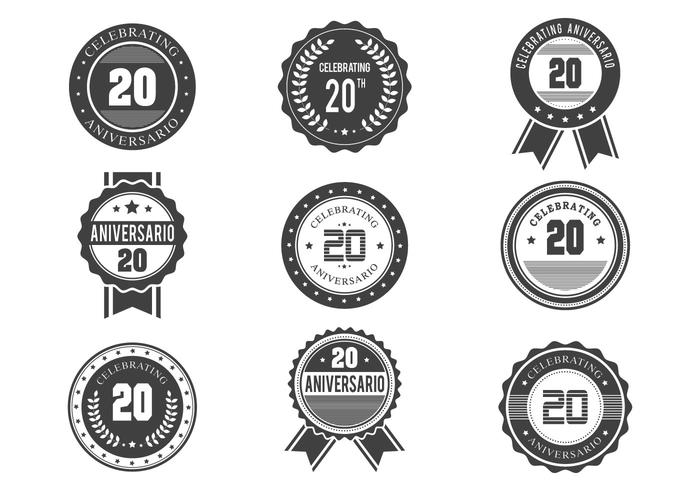 Gratis Anniversario Retro Badges Ontwerp vector