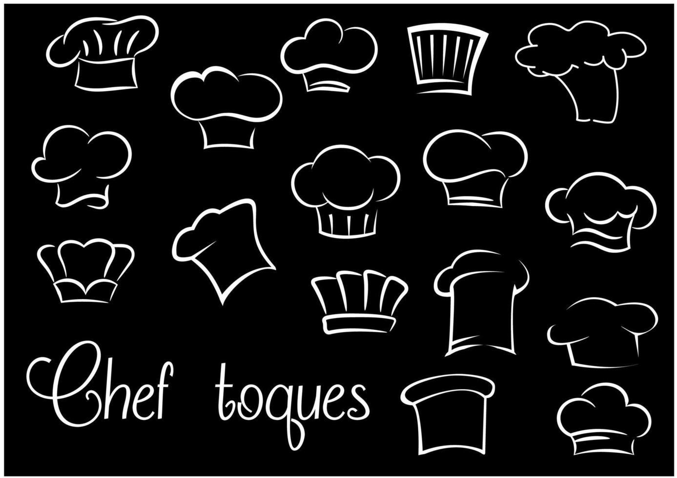 chef toques en bakker hoeden Aan zwart achtergrond vector