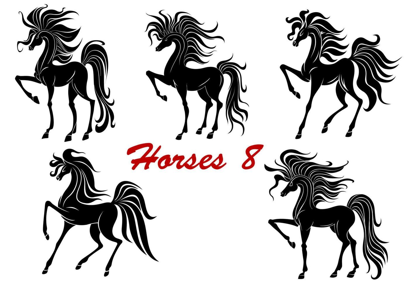 zwart paard hengsten reeks vector