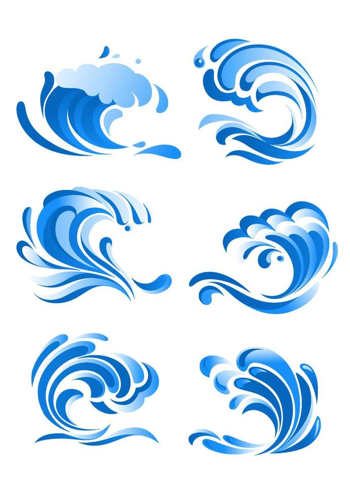 blauw curling oceaan golven vector