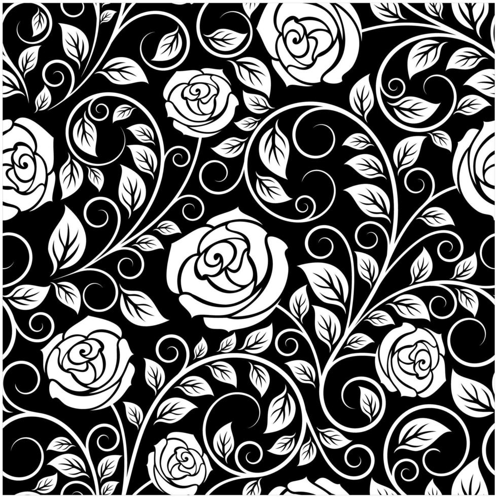 wit rozen naadloos patroon Aan zwart achtergrond vector