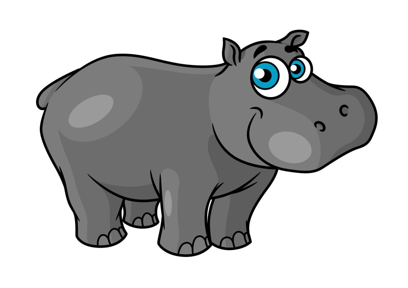 schattig tekenfilm baby nijlpaard met blauw ogen vector