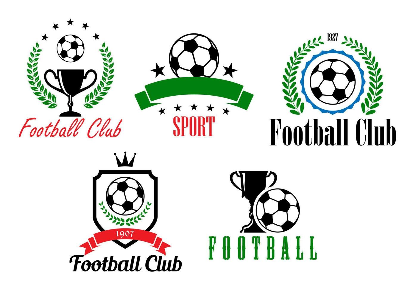 Amerikaans voetbal en voetbal symbolen of emblemen vector