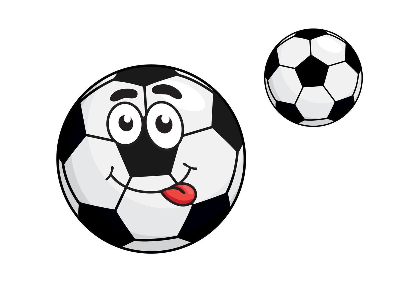 schattig tekenfilm voetbal bal met een uitstekend tong vector