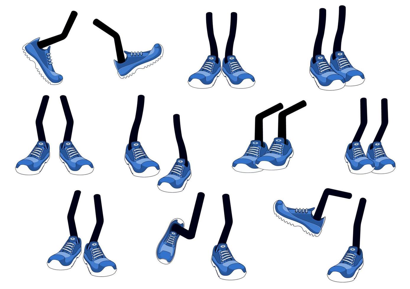 tekenfilm vector wandelen voeten in sportschoenen