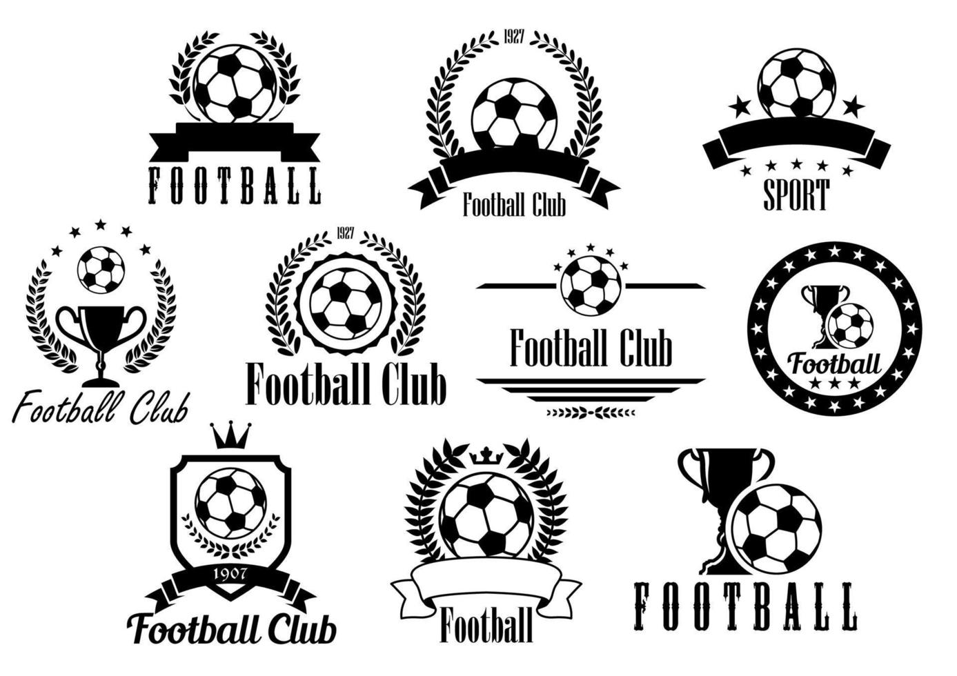 Amerikaans voetbal of voetbal zwart en wit emblemen vector