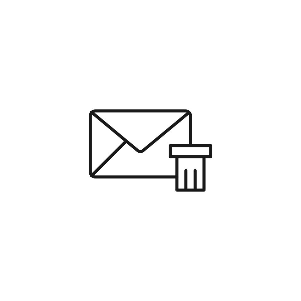post en brief monochroom teken. schets symbool getrokken met zwart dun lijn. geschikt voor web plaatsen, appjes, winkels, winkels enz. vector icoon van uitschot kan of afvalcontainer net zo symbool van verwijderen van bericht