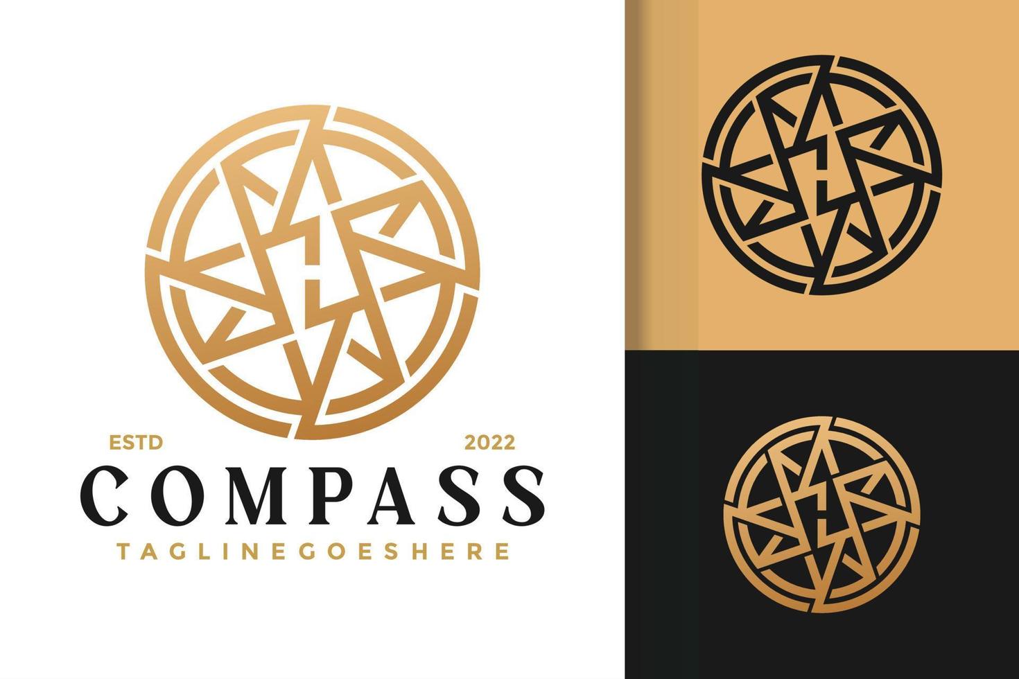 brief h luxe kompas logo ontwerp, merk identiteit logos vector, modern logo, logo ontwerpen vector illustratie sjabloon