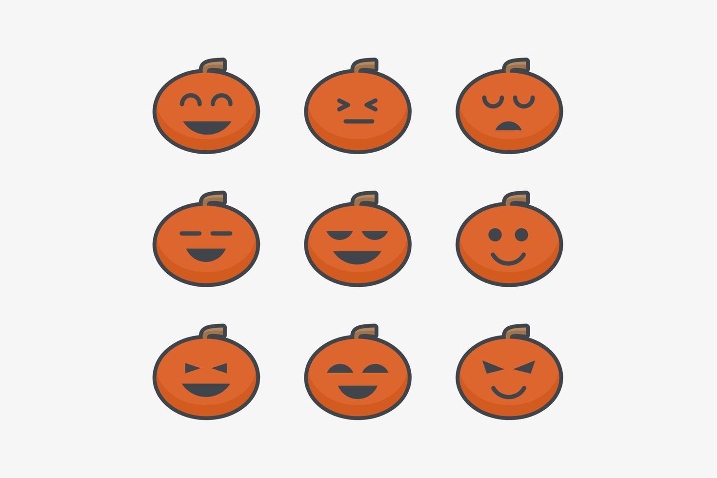 halloween pompoen vlak icoon reeks met geassorteerd schattig uitdrukkingen vector