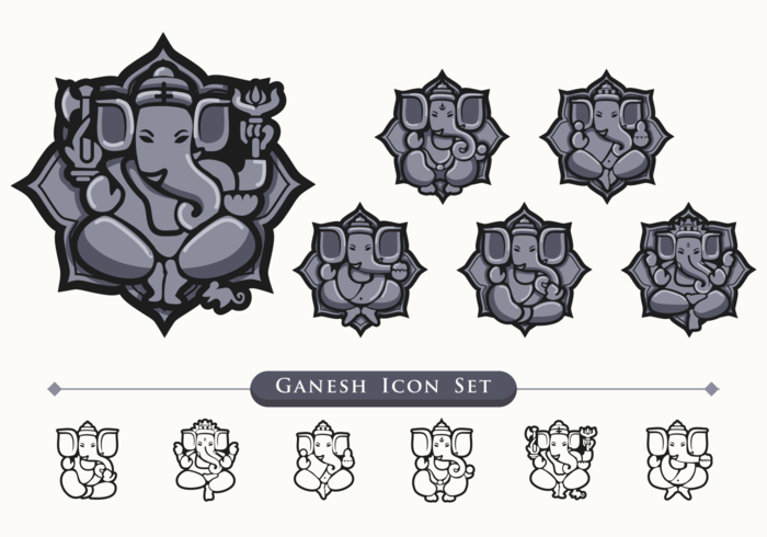 Ganesh icon set vector